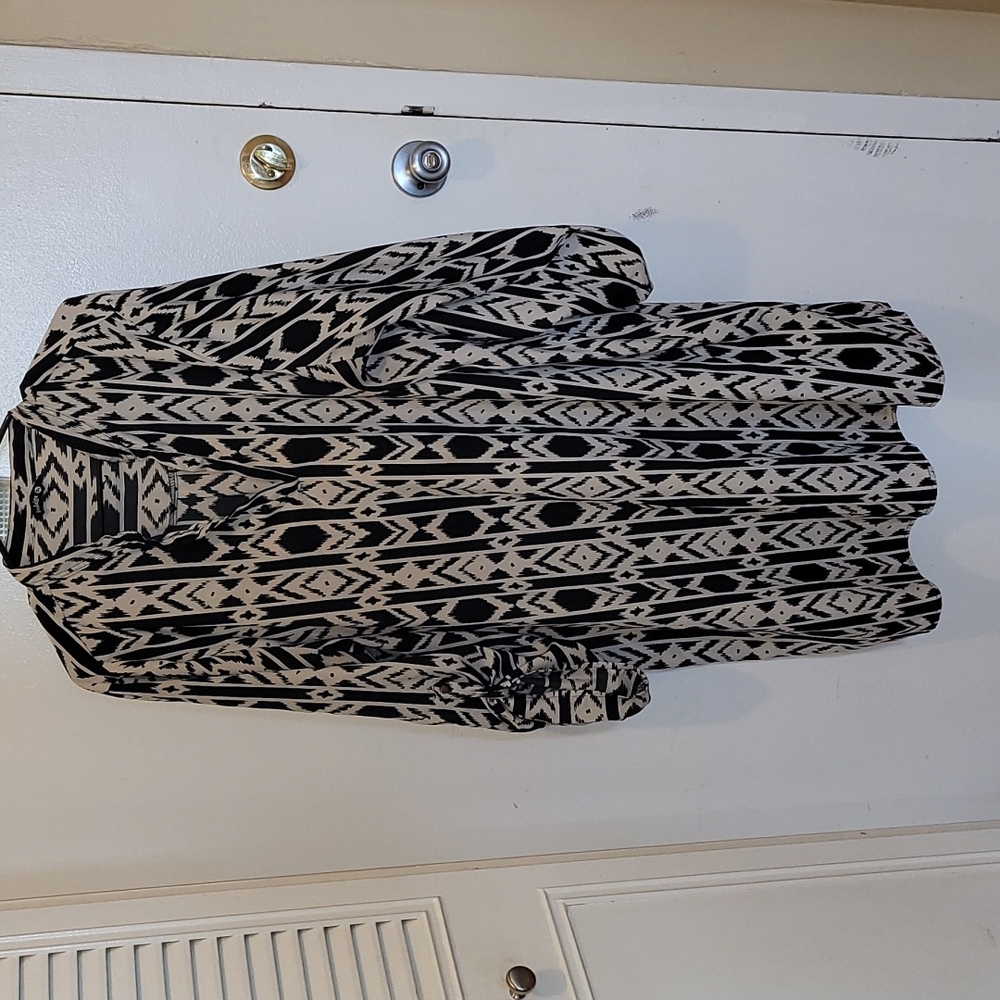 Black and white print shirt dress